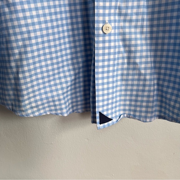Untuckit Wrinkle Free Kelly Button Down Shirt Blue Gingham Cotton L - Picture 3 of 6